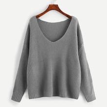 Romwe Plus V Neck Drop Shoulder Jumper