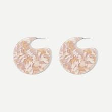 Romwe Marble Pattern Round Stud Earrings 1pair