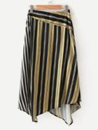 Romwe Asymmetrical Striped Skirt