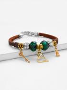 Romwe Heart & Key Charm Bangle Bracelet