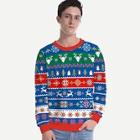 Romwe Men Christmas Fairisle Print Sweatshirt