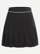 Romwe Black Striped Waist Box Pleated Skirt