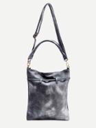 Romwe Grey Faux Leather Tassel Trim Drawstring Shoulder Bag