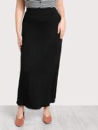 Romwe Solid Knit Column Skirt