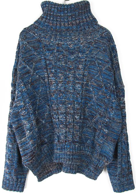 Romwe Roll Neck Batwing Loose Sweater