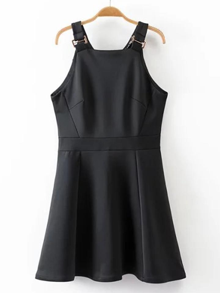 Romwe Zipper Back Strap A Line Dress