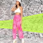 Romwe Tie Dye Ruched Hem Pleated Pants Without Chain
