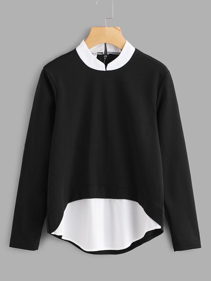 Romwe Contrast 2 In 1 Blouse