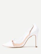Romwe Clear Detail Pointed Toe High Heels