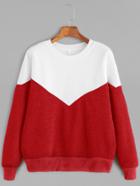 Romwe Color Block Drop Shoulder Seam Sweatshirt