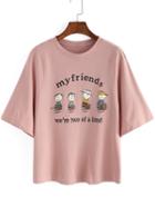 Romwe Cartoon Print Loose T-shirt