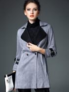 Romwe Grey Lapel Length Sleeve Pockets Coat