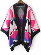 Romwe Geometric Print Poncho