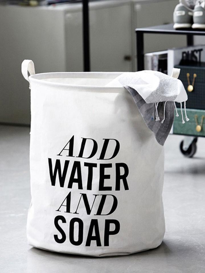 Romwe Contrast Slogan Print Bucket Organizer