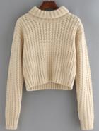 Romwe Turtleneck Long Sleeve Crop Sweater