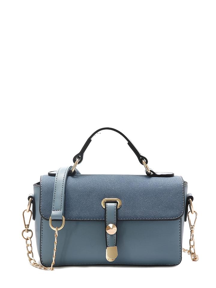 Romwe Contrast Trim Pu Shoulder Bag