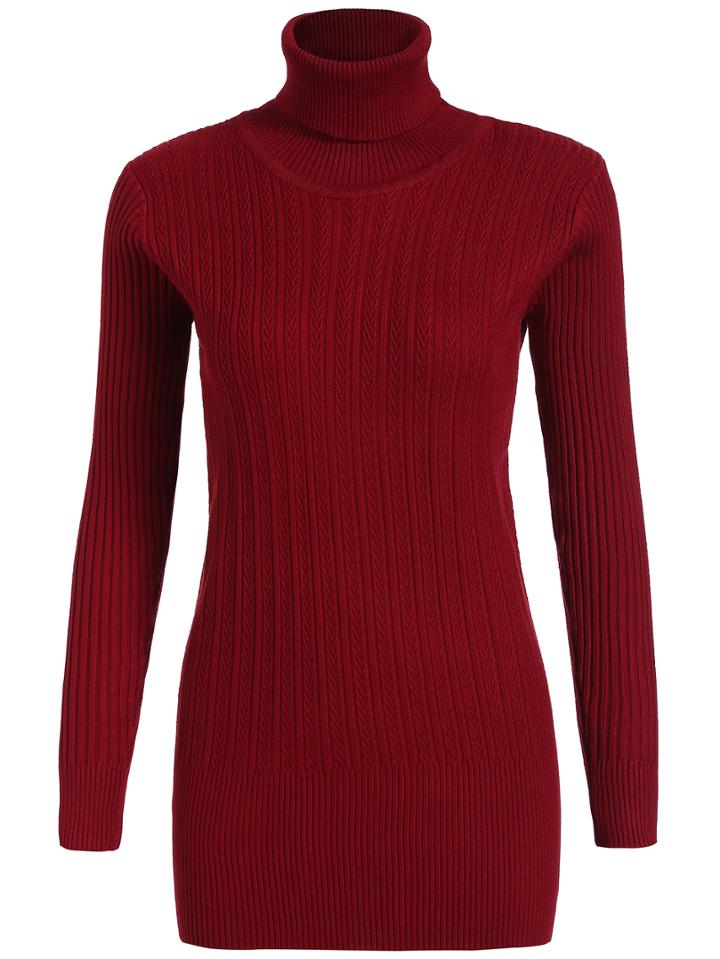 Romwe Turtleneck Ribbed Slim Knitwear