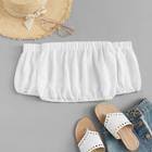 Romwe Solid Off Shoulder Crop Blouse
