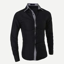 Romwe Men Contrast Striped Trim Shirt