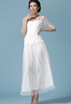 Romwe Sheer Lace Maxi White Dress
