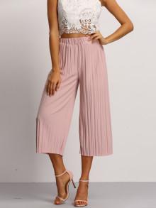 Romwe Elastic Waist Pleated Pant