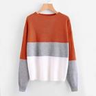 Romwe Round Neck Color-block Jumper