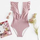 Romwe Deep-v Ruffle Swimsuit