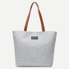 Romwe Contrast Pu Handle Tote Bag