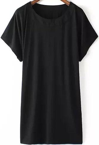 Romwe Short Sleeve Black Dress