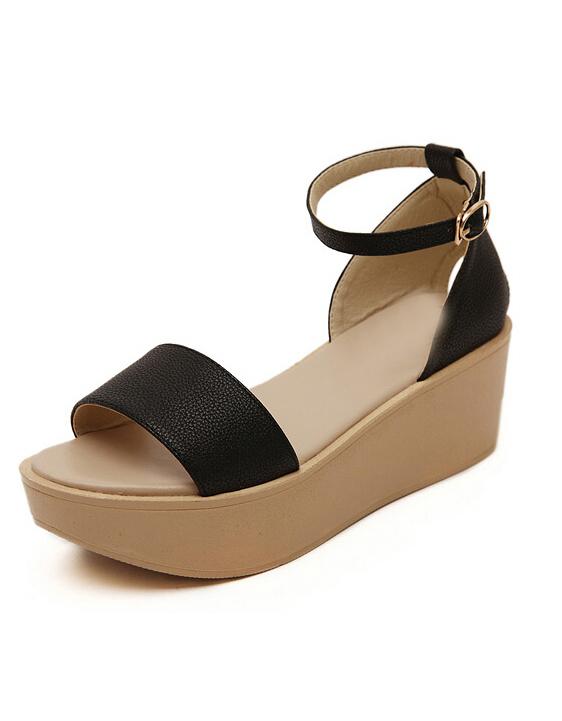 Romwe Black Strappy Slingbacks Heavy-bottomed Sandals