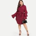 Romwe Plus Layered Sleeve Collar Dress