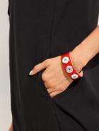 Romwe Red Snap Button Detail Leather Cuff