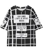 Romwe Plaid Letter Print Black T-shirt