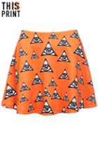 Romwe This Is Print Triangular Eye Print Skirt