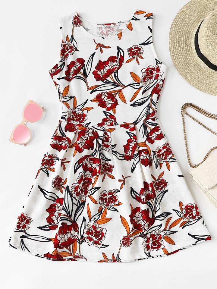 Romwe Floral Print Dress
