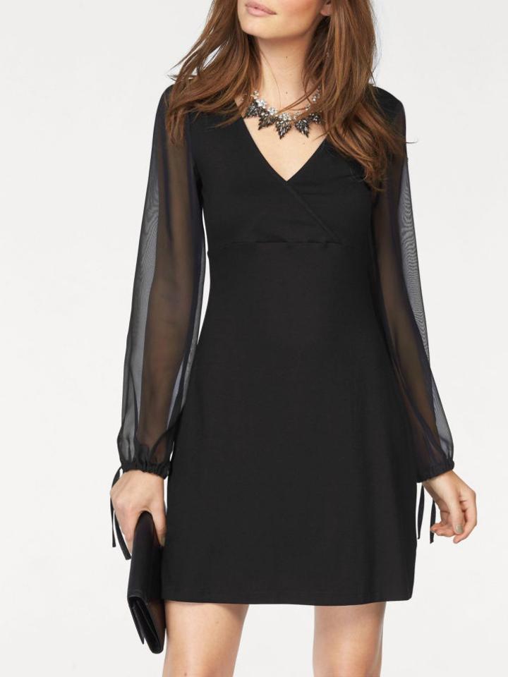 Romwe Black V Neck A-line Dress