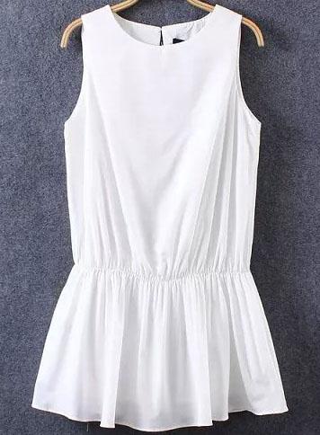 Romwe White Sleeveless Ruffle Slim Jumpsuit