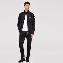 Romwe Men Embroidery Zip Up Sweatshirt With Pants