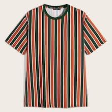 Romwe Guys Colorblock Striped Top