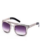 Romwe Silver Hollow Frame Double Bridge Sunglasses