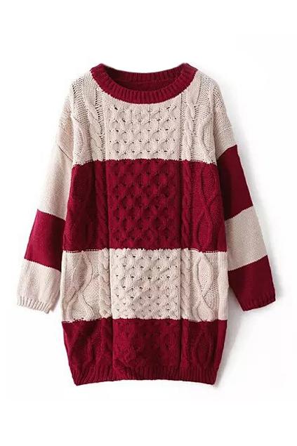 Romwe Twisted Color Block Loose Jumper