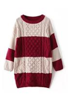 Romwe Twisted Color Block Loose Jumper