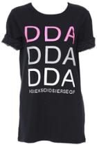 Romwe Romwe Tri-tone Dda Print Short-sleeved Black T-shirt