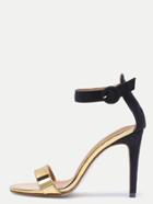 Romwe Pu And Suede Open Toe Ankle Strap Stiletto Sandals