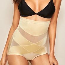 Romwe Criss Cross Mesh Insert Shapewear Shorts