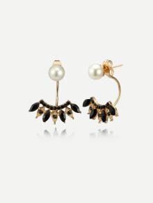 Romwe Faux Pearl & Swing Stud Earrings
