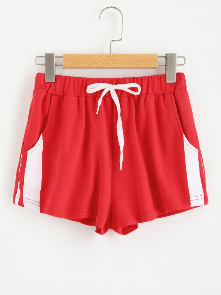 Romwe Stripe Print Sweat Shorts
