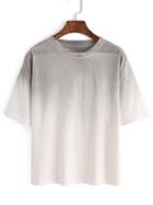Romwe Grey Ombre Crew Neck Loose T-shirt