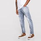 Romwe Guys Ripped & Raw Hem Detail Wash Jeans