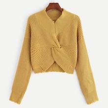 Romwe Drop Shoulder Twist Crop Sweater
